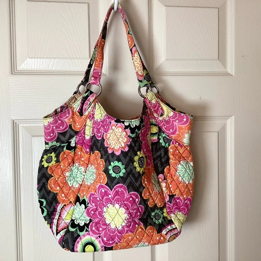 Vera Bradley Ziggy Zinnia Floral Patterned Double Strap Shoulder Bag